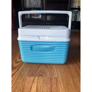 Vintage Rubbermaid Teal Small 2A23 Made In USA Cooler EUC